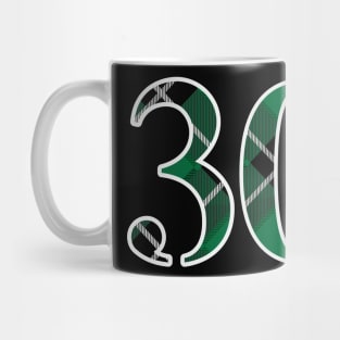 30 Sports Jersey Number Green Black Flannel Mug